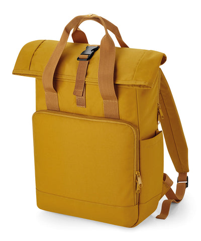 Mochila para porttil con doble asa y cierre enrollable reciclada | Mostaza