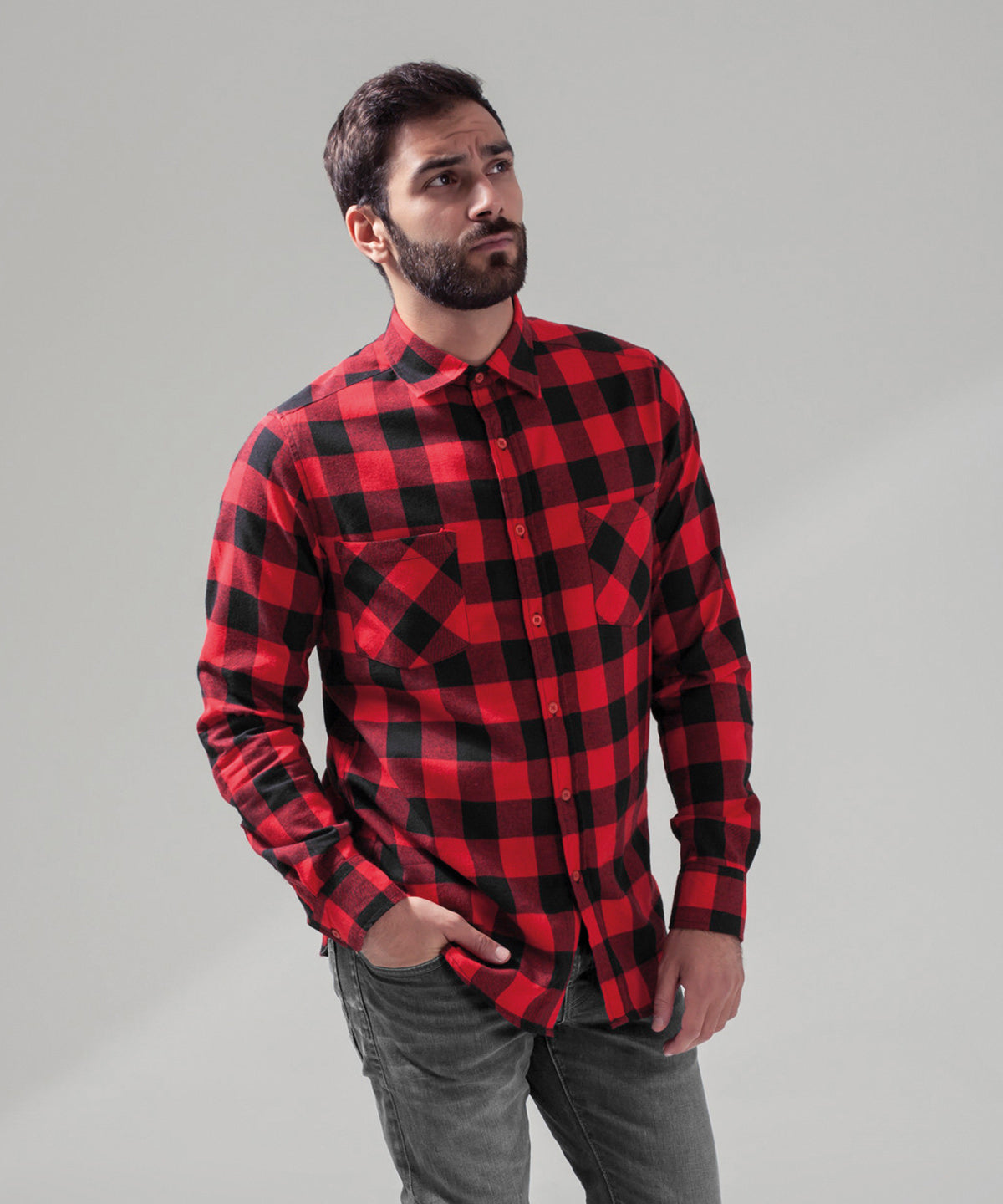 Camisa de franela a cuadros | Negro/Blanco