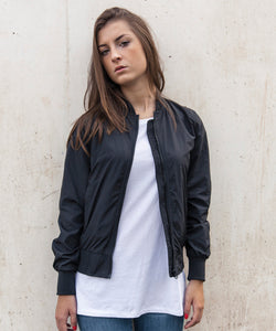 Chaqueta bomber de nylon para mujer | Negro