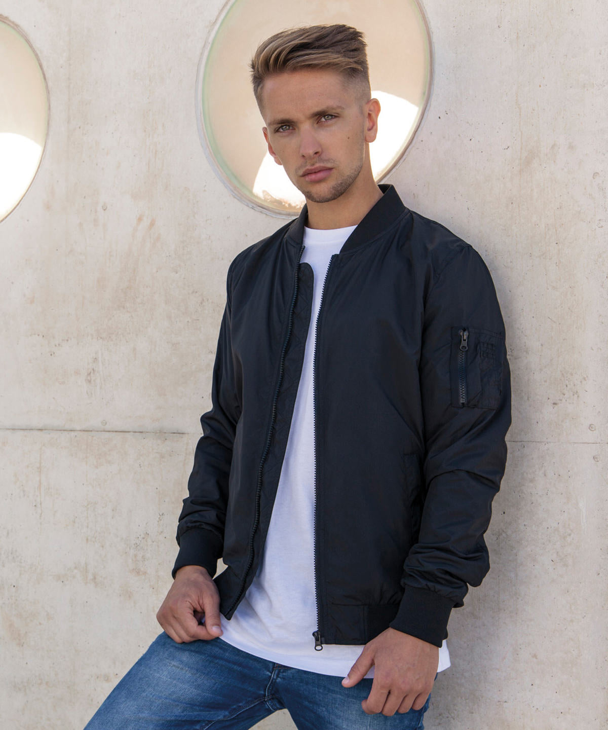 Chaqueta bomber de nailon | Negro