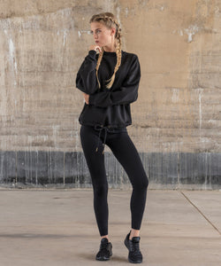 Jersey de cuello redondo oversize para mujer | Negro