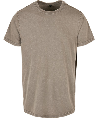 Camiseta de cuello redondo lavada con cido | Caqui Oscuro
