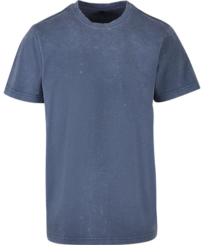 Camiseta de cuello redondo lavada con cido | Azul Antiguo