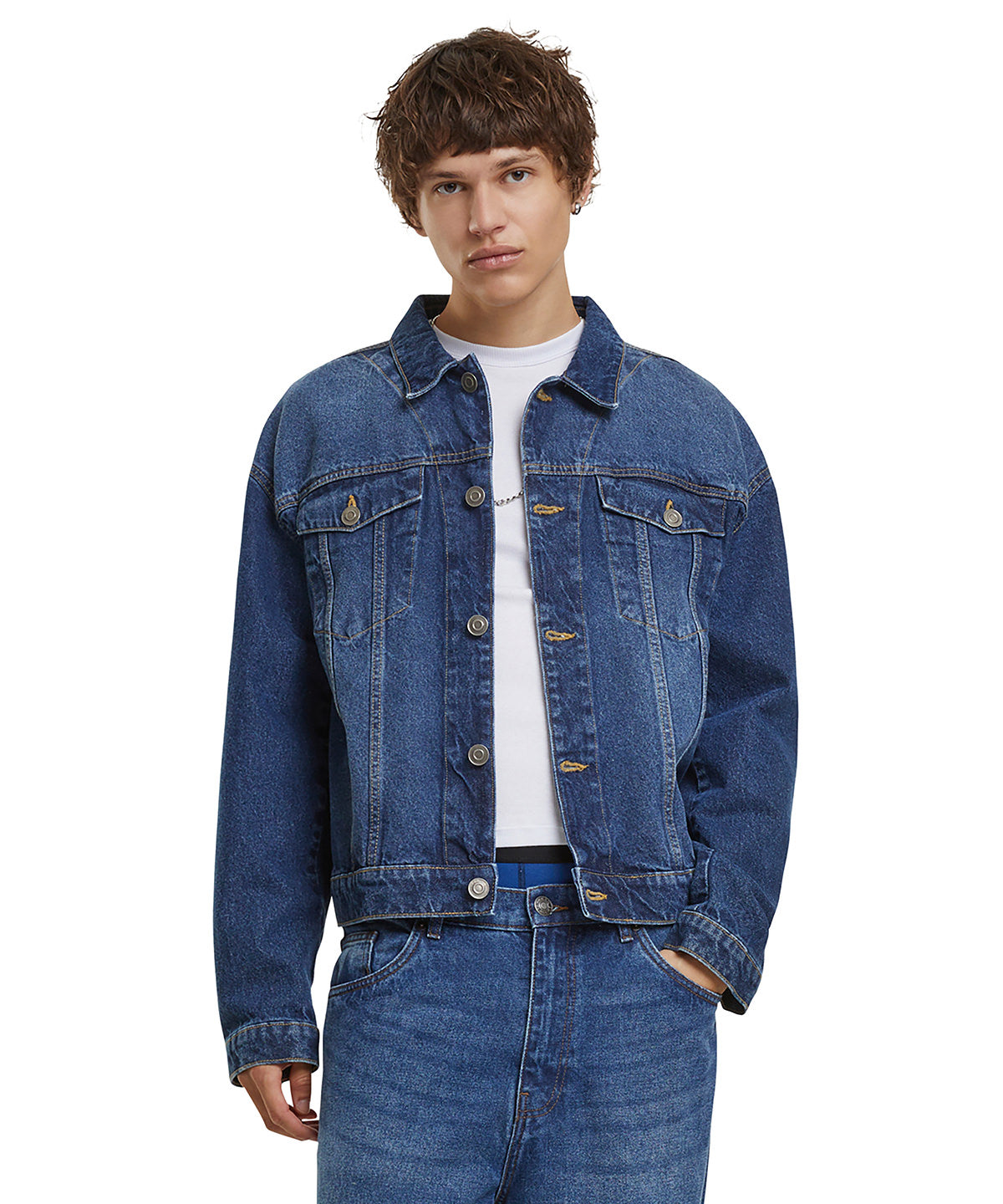 Cazadora denim holgada de onzas pesadas | Negro Lavado