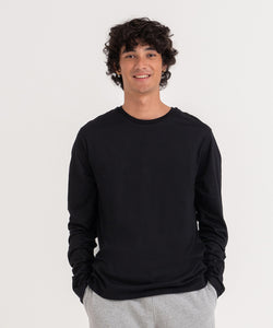 Camiseta de manga larga orgnica Erawan | Negro Profundo