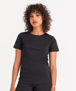 Camiseta deportiva reciclada Ambaro para mujer | Negro Profundo