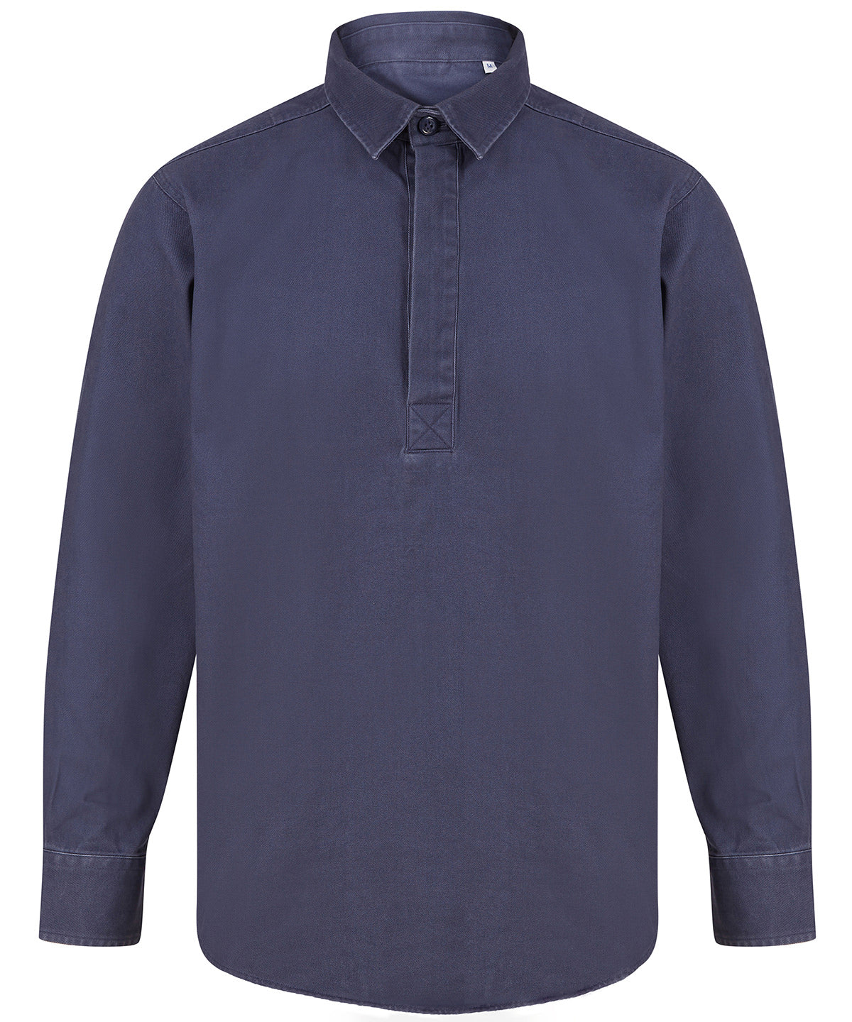Camisa de franela con cuello de pico | Azul Marino Lavado