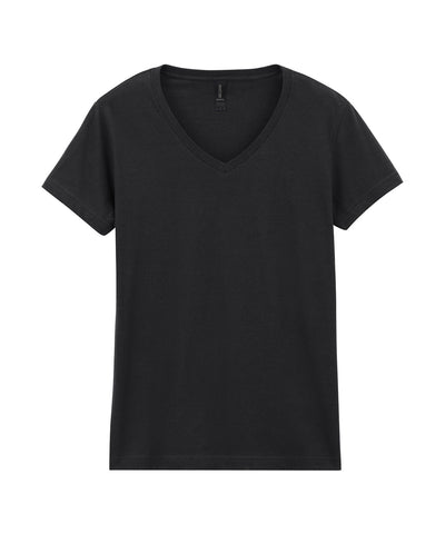 Camiseta de cuello en V para mujer de estilo suave | Negro - Carbn