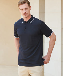 Camiseta polo Coolplus® de doble punta | Negro/Blanco