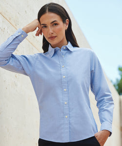 Camisa Oxford clsica de manga larga para mujer | Azul Cielo