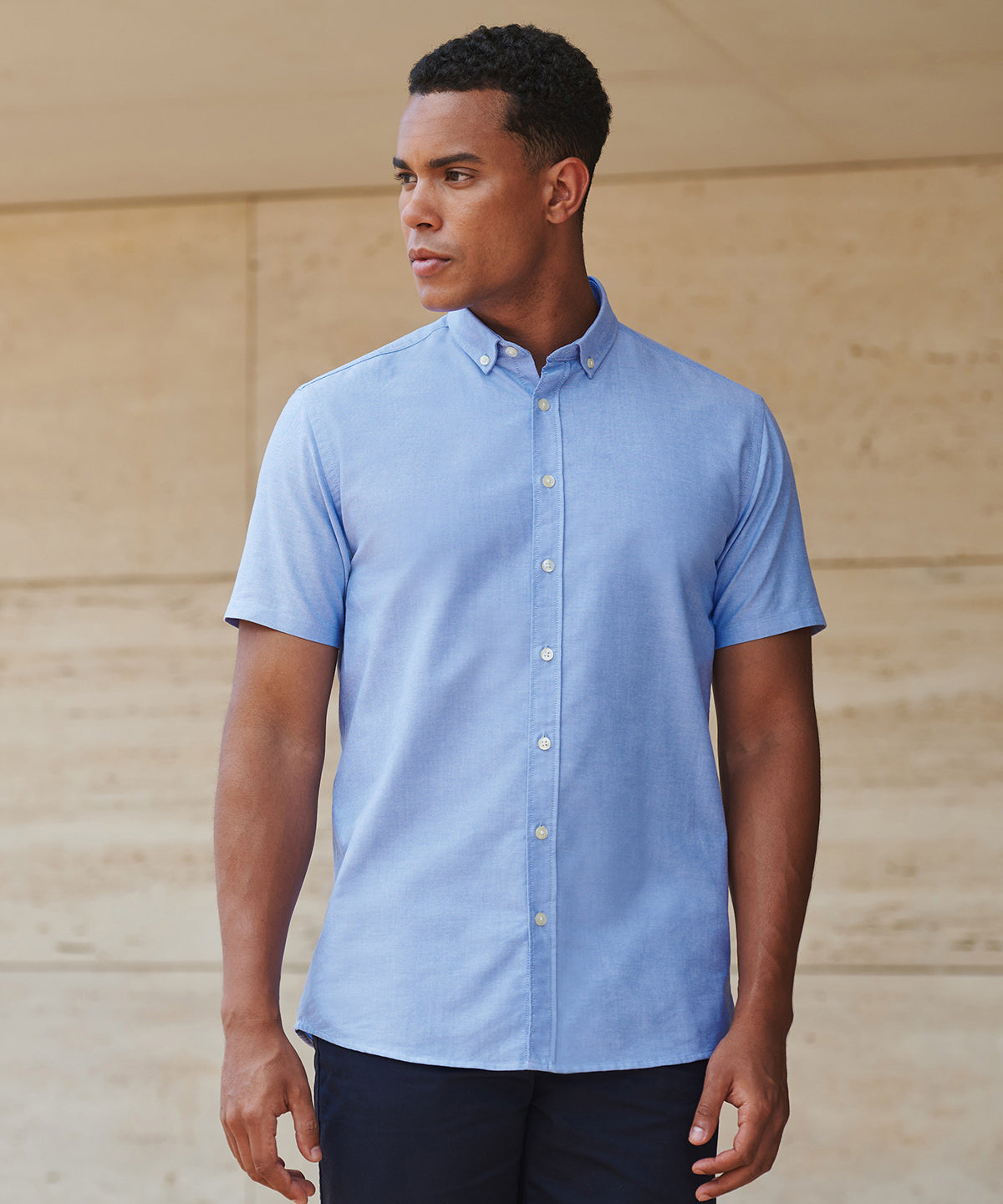 Camisa Oxford de manga corta moderna | Azul Cielo