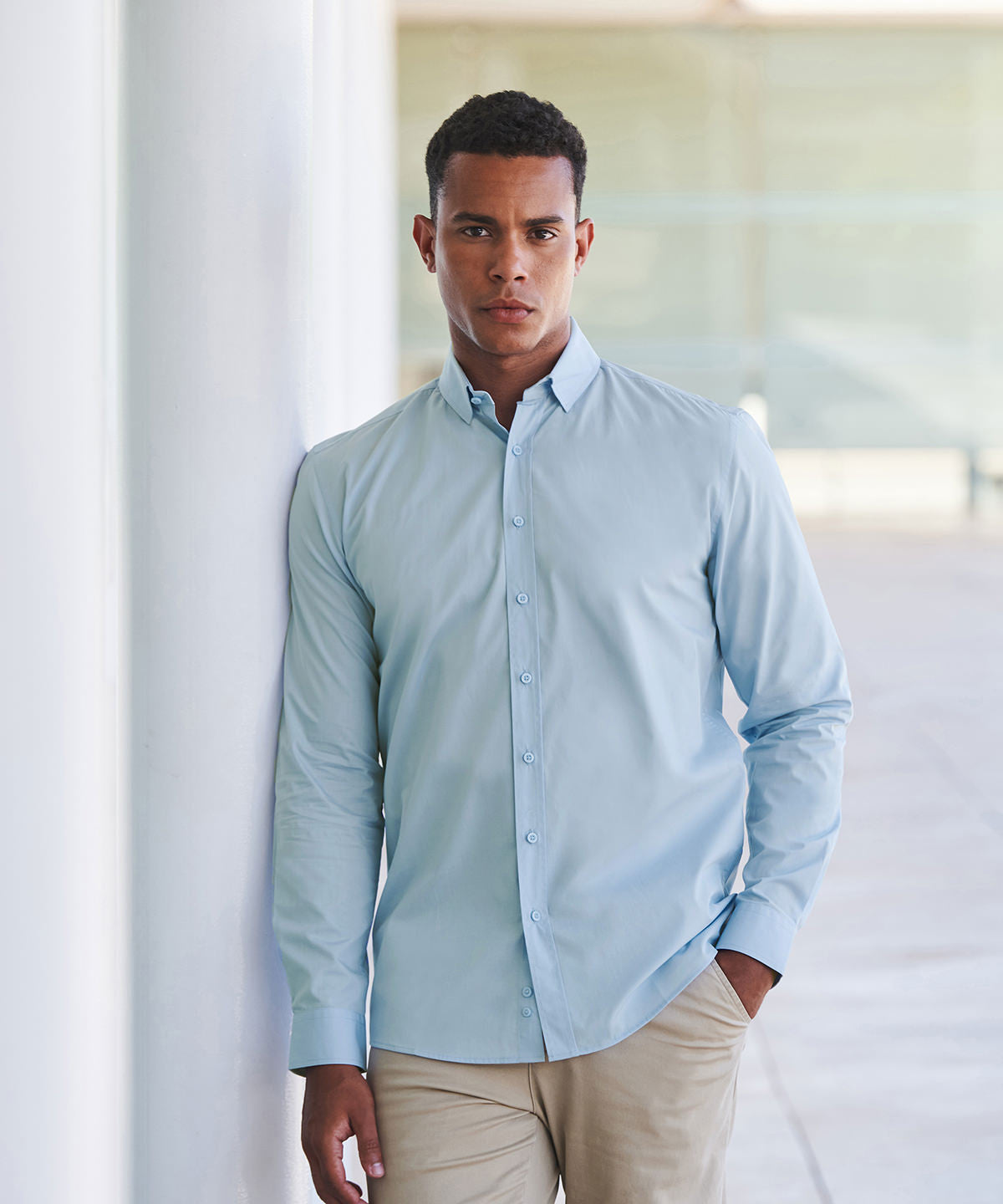 Camisa Coolplus® de manga larga con tacto de algodn | Negro