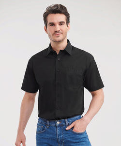 Camisa de popeln de polialgodn de manga corta fcil de cuidar | Negro