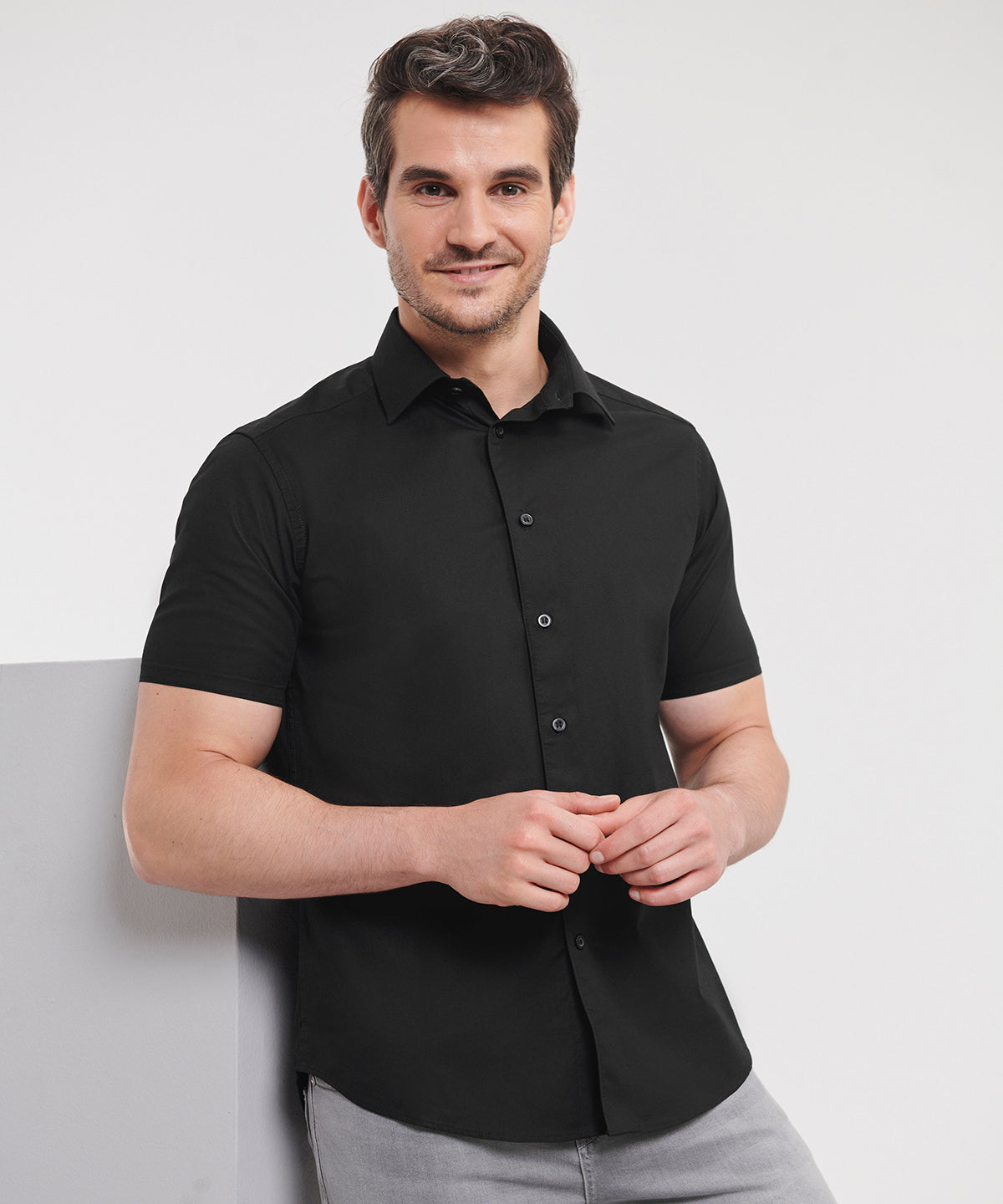 Camisa entallada de manga corta fcil de cuidar | Blanco