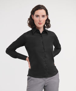 Camisa de mujer de manga larga definitiva sin planchado | Negro