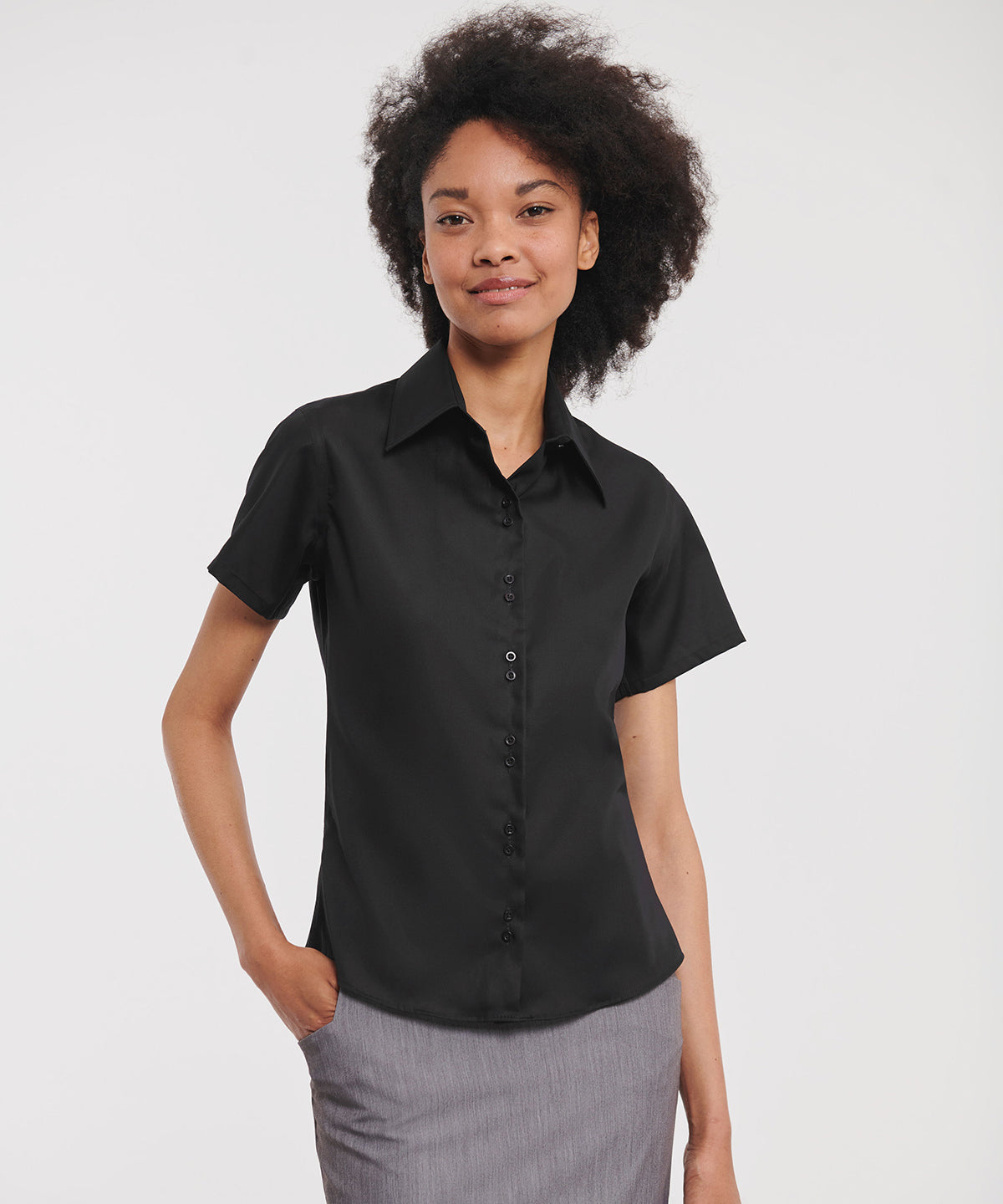 Camisa de manga corta para mujer definitiva sin plancha | Blanco