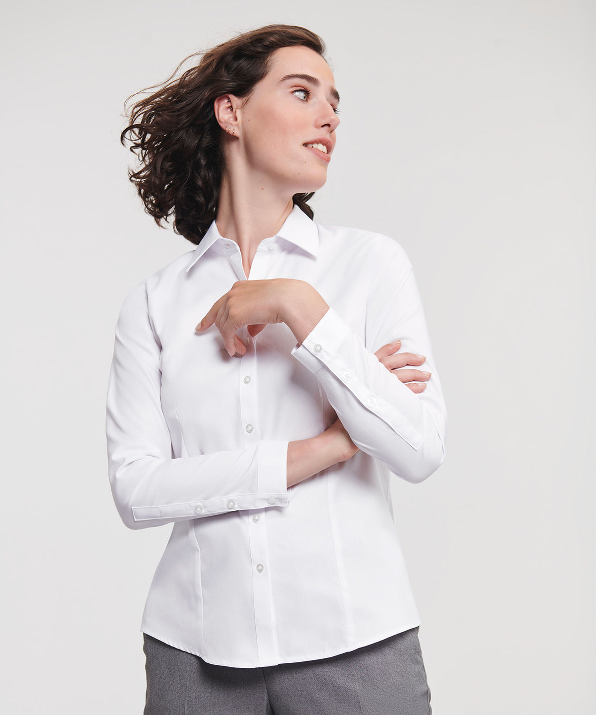 Camisa de mujer de espiga de manga larga | Azul Claro