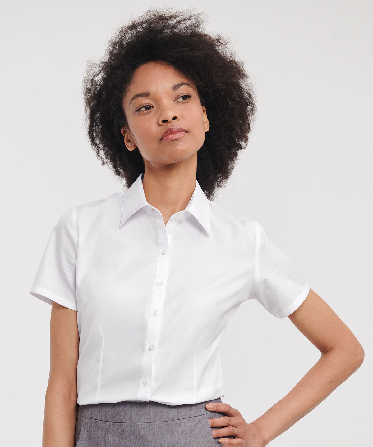 Camisa de manga corta de espiga para mujer | Azul Claro