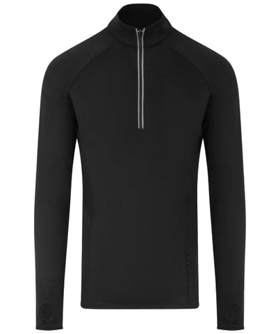 Camiseta Cool Flex de manga larga con cremallera media | Negro Profundo