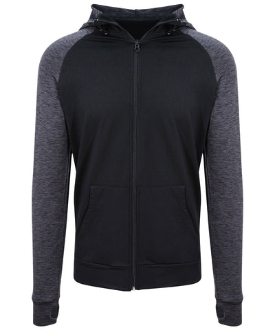 Sudadera con capucha Coolplus® de contraste | Negro/Gris Marengo