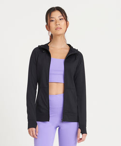Sudadera con capucha de contraste para mujer Coolplus® | Negro Profundo