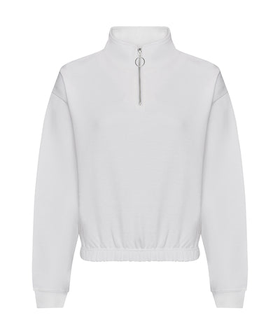 Sudadera corta con cremallera para mujer | Blanco Nieve