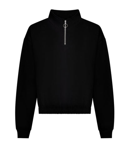 Sudadera corta con cremallera para mujer | Negro Profundo