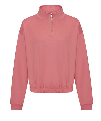 Sudadera corta con cremallera para mujer | Rosa Empolvada