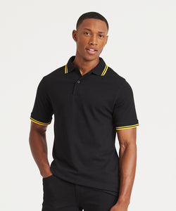 Polo con ribetes elsticos | Negro/Amarillo