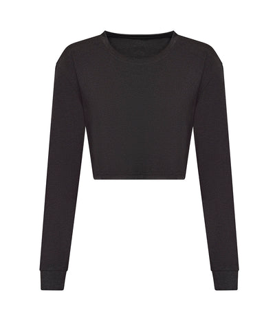 Camiseta corta de manga larga para mujer | Negro Jaspeado