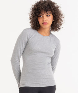 Camiseta de manga larga para mujer de triblend | Negro Slido