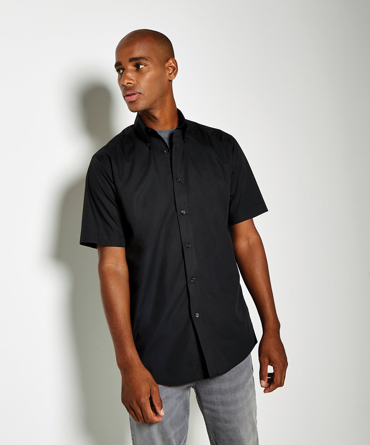 Camisa de trabajo de manga corta (corte clsico) | Negro - Carbn