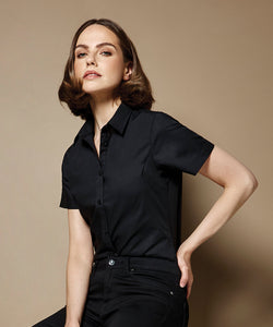 Camisa de popeln de manga corta para mujer | Negro - Carbn