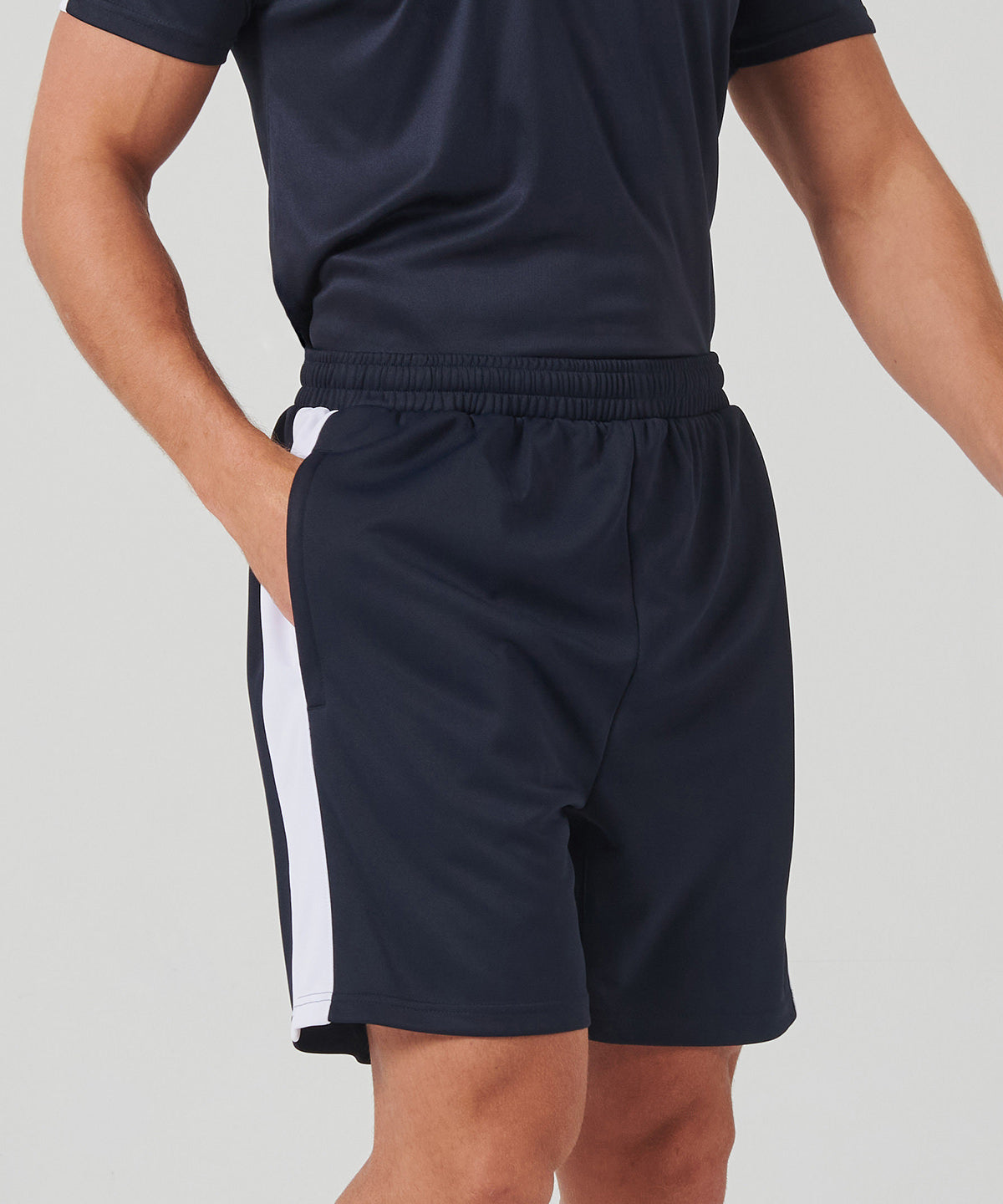 Pantalones cortos de punto con bolsillos con cremallera | Azul Marino/Cielo