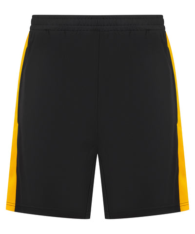 Pantalones cortos de punto para nios con bolsillos con cremallera | Negro/Oro