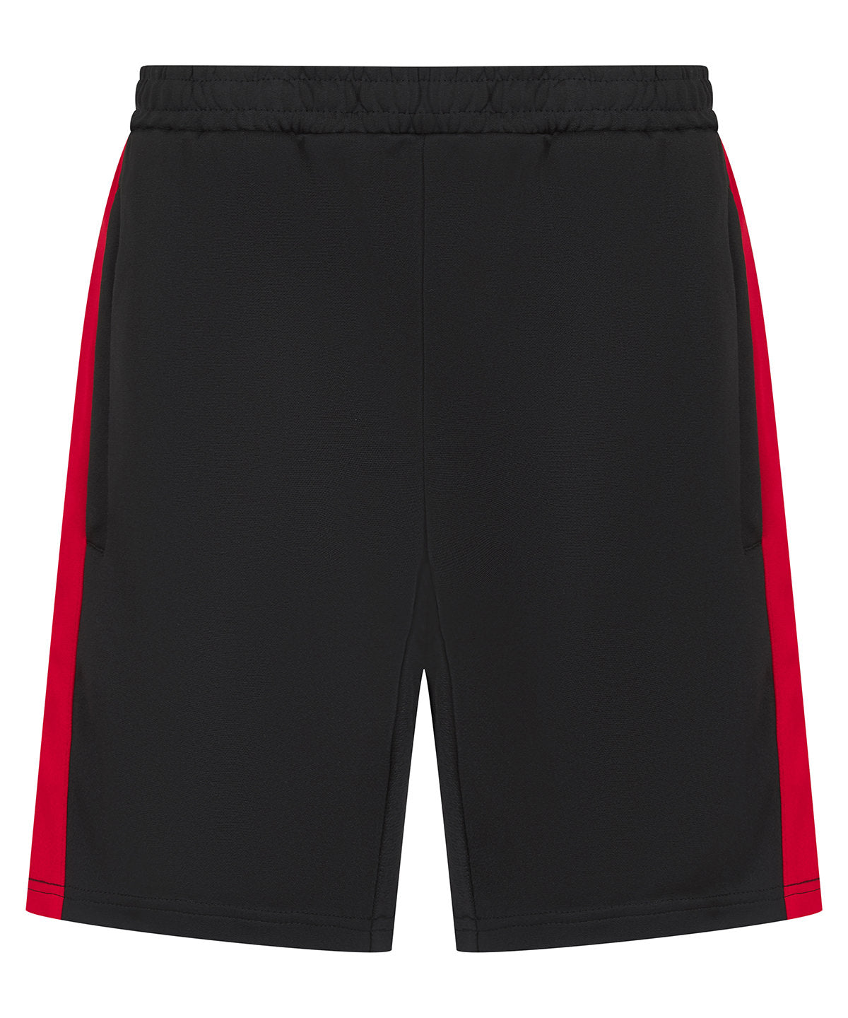 Pantalones cortos de punto para nios con bolsillos con cremallera | Negro/Rojo