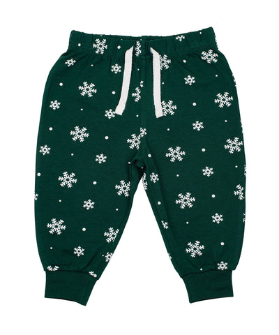 Pantalones de estar por casa | Blanco Con Copos De Nieve