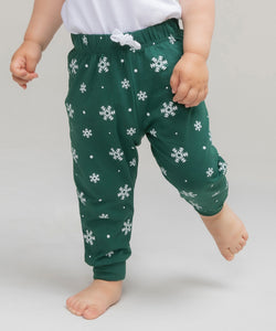 Pantalones de estar por casa | Blanco Con Copos De Nieve