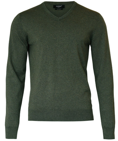 Jersey de punto con escote en V elegante Brighton | Verde Oliva Jaspeado