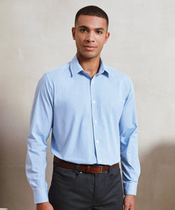 Camisa de algodn de manga larga Microcheck (Gingham) | Negro/Blanco