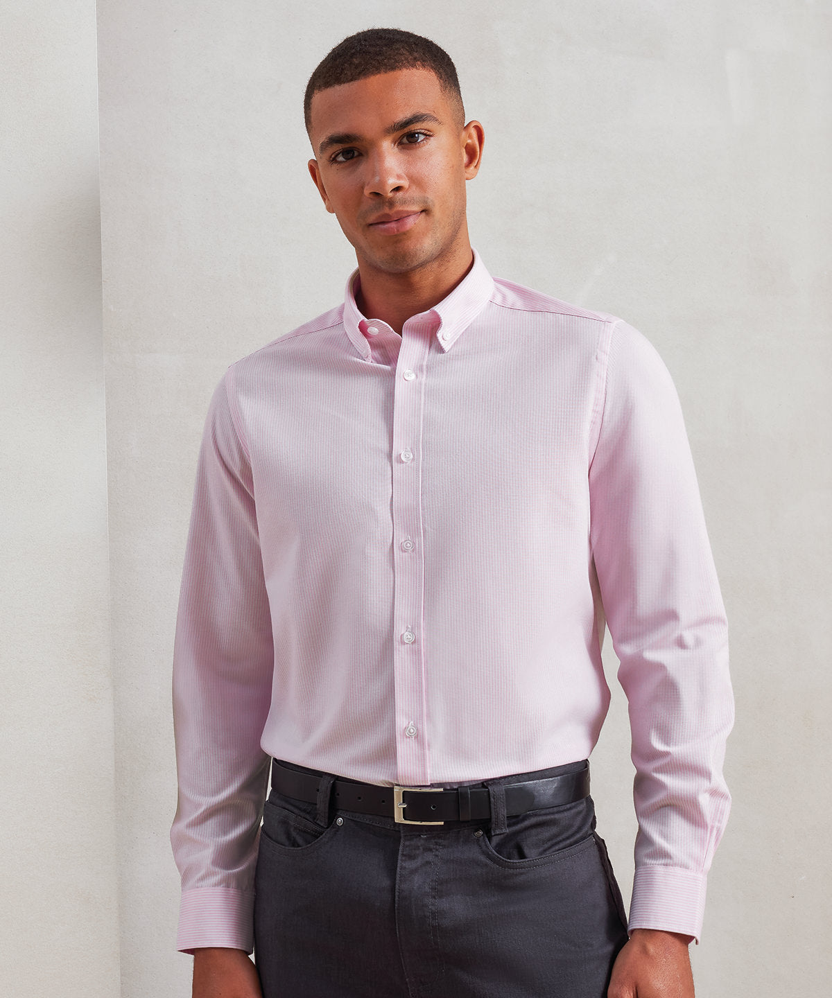 Camisa de rayas Oxford con mezcla de algodn | Blanco/Rosa