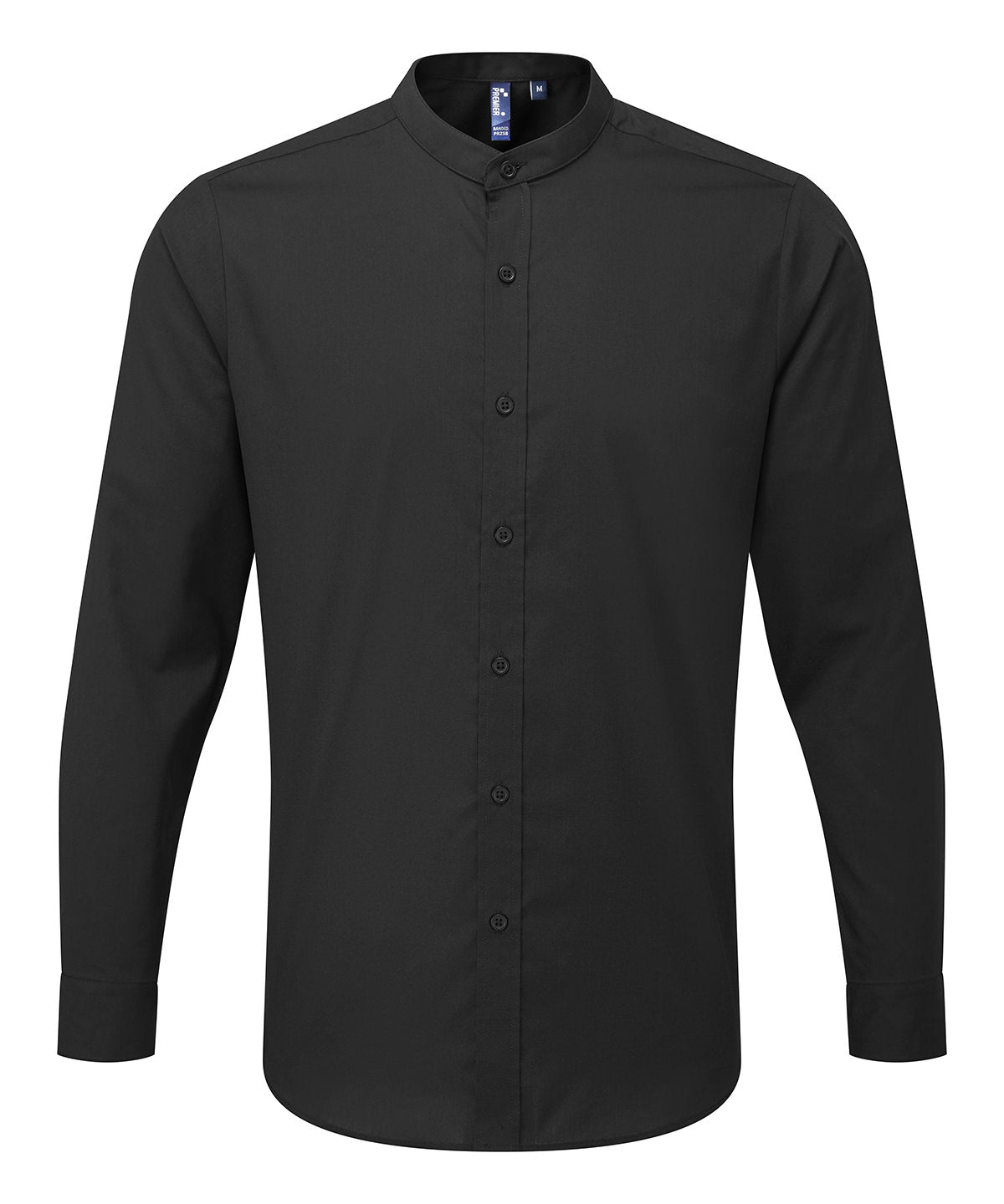 Camisa de manga larga con cuello mao y cierre de botones | Negro