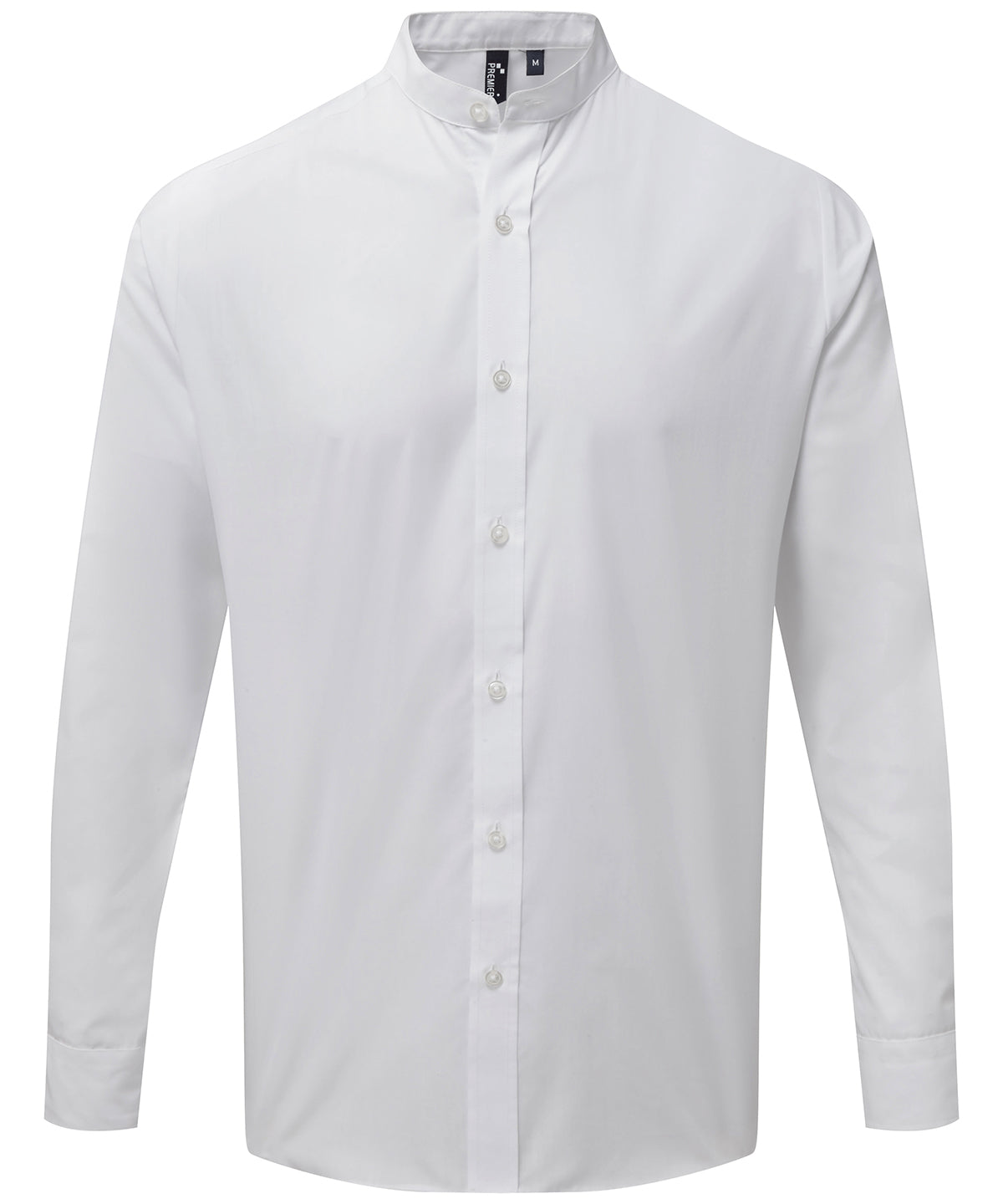 Camisa de manga larga con cuello mao y cierre de botones | Blanco