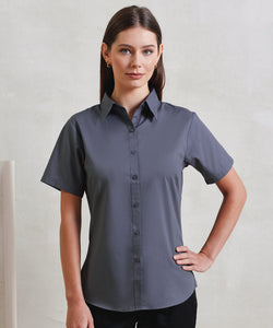Blusa de popeln de manga corta para mujer | Negro
