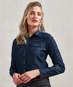 Camisa vaquera de mujer con costuras en denim | Denim Negro
