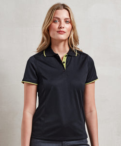 Polo Coolchecker® de contraste para mujer | Negro/Blanco