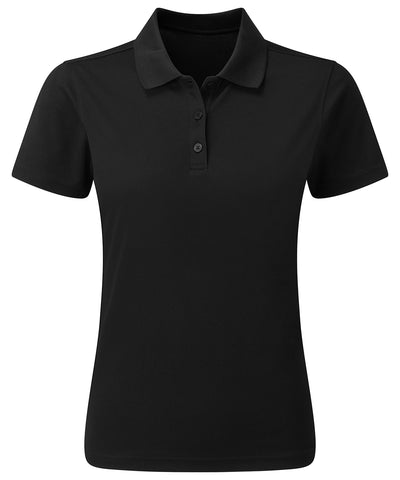 Camiseta polo para mujer reciclada teida en hilo | Negro