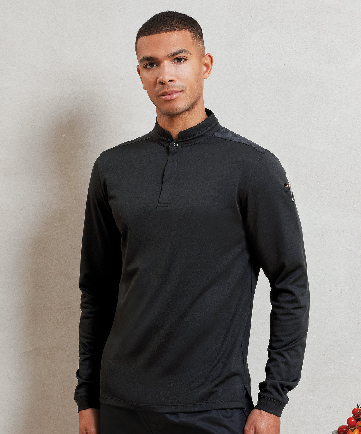 Camisa de chef de manga larga Essential Coolchecker® | Negro