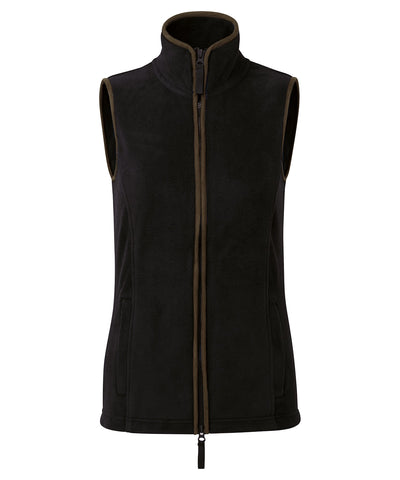 Chaleco de forro polar artesanal para mujer | Negro/Marrn