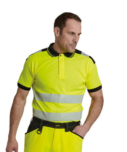 Camiseta polo de alta visibilidad PW3 (T180) | Naranja/Negro